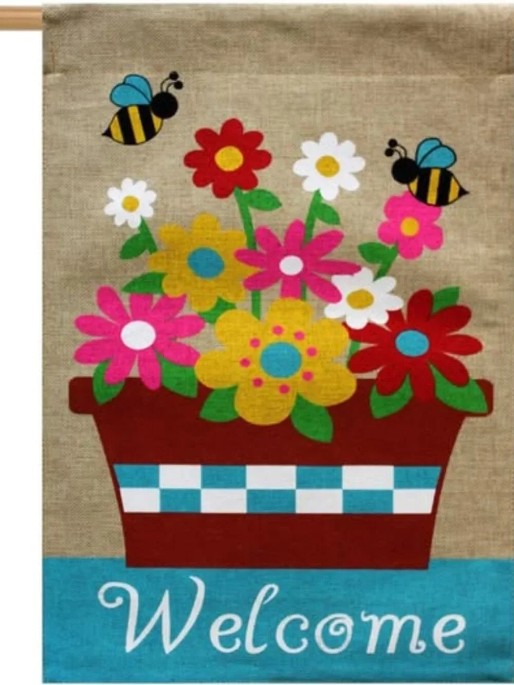 Burlap Flag Farmhouse Patio & Porch Welcome Flag Double Sided Flower Garden Coun